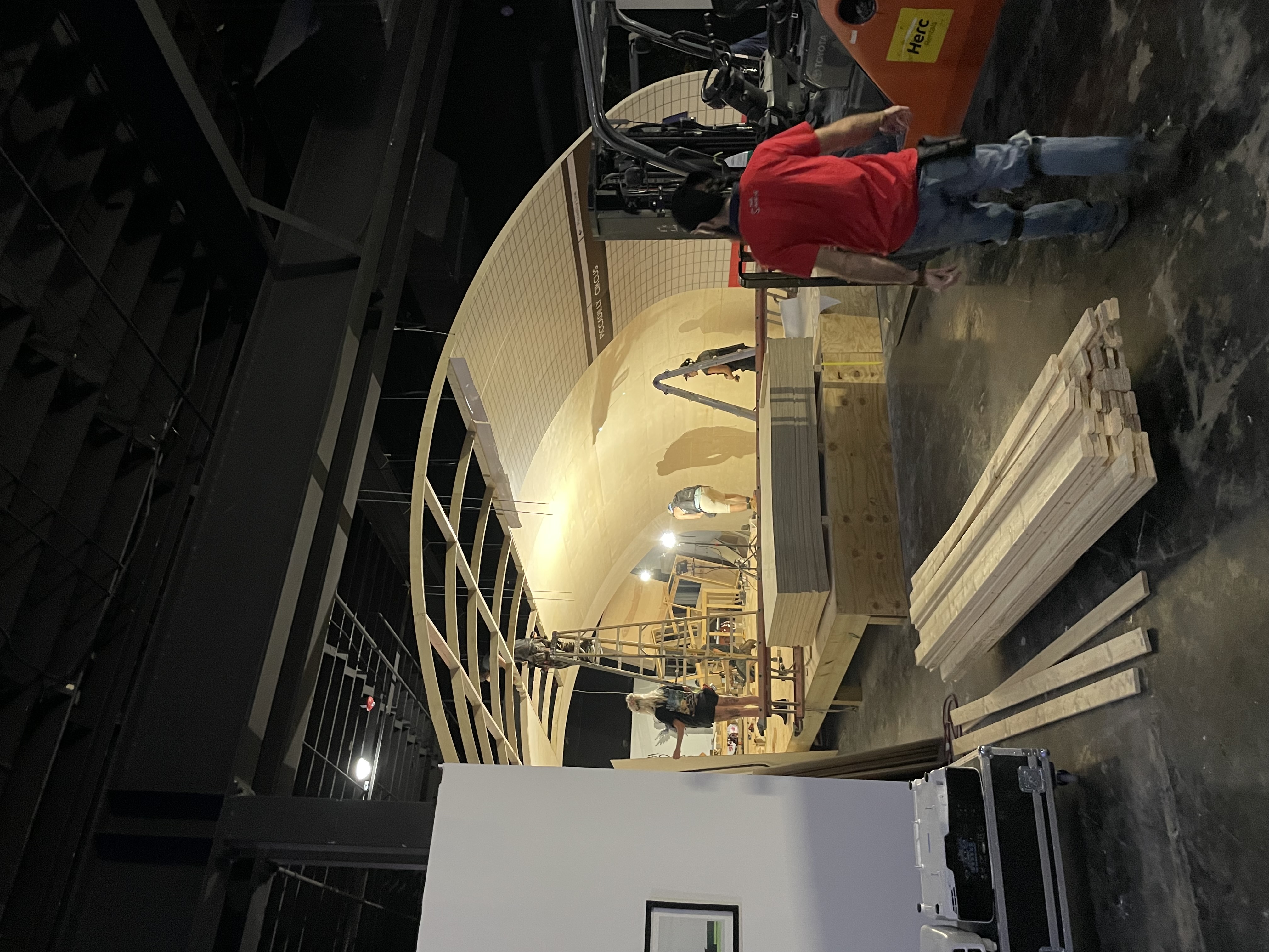 Art of Banksy exhibit - Construction of curved London Underground station piece
