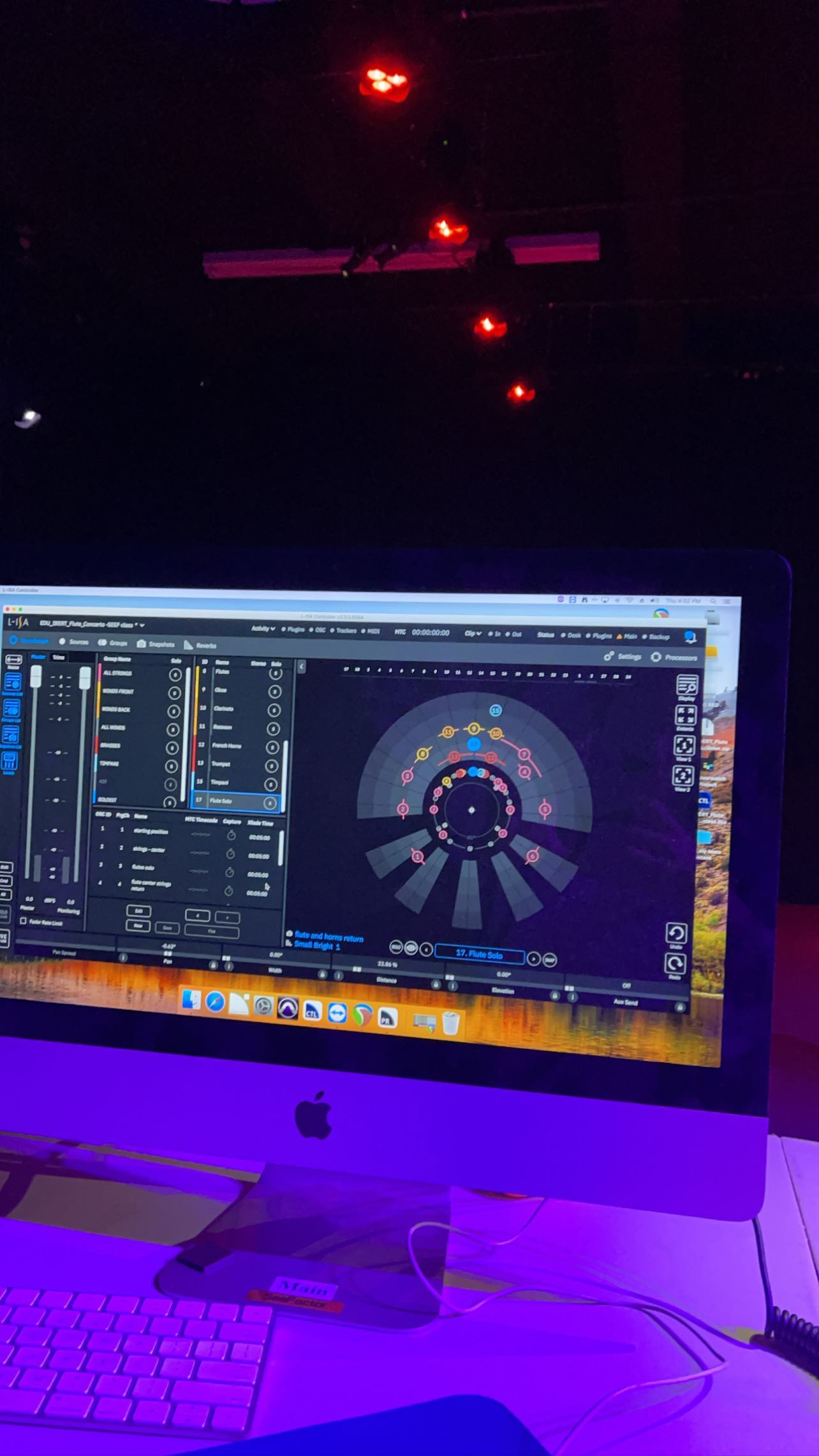 Computer screen displaying spatial audio mixing software